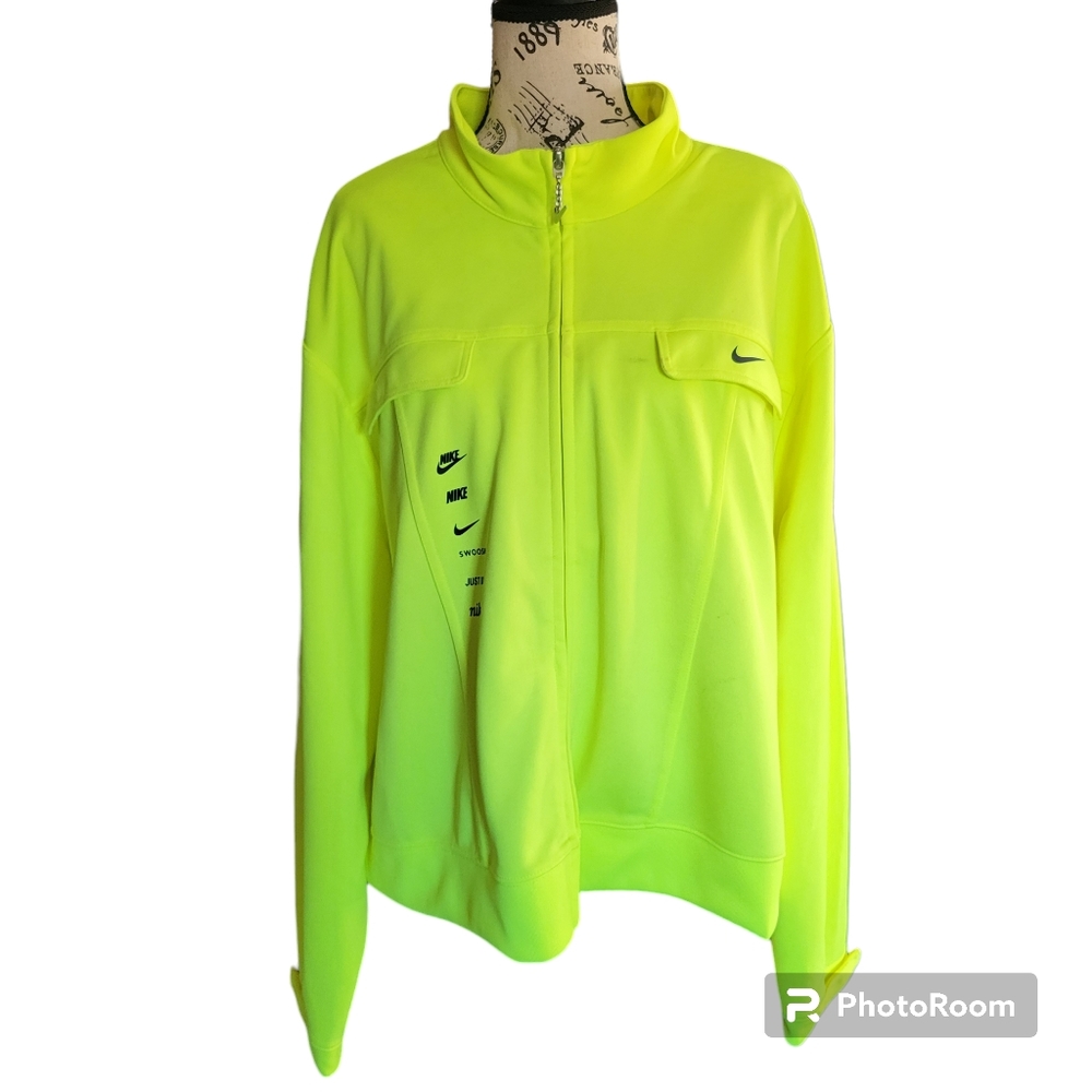 Nike Swoosh florescent green bomber track full zip plus size womens size 1X